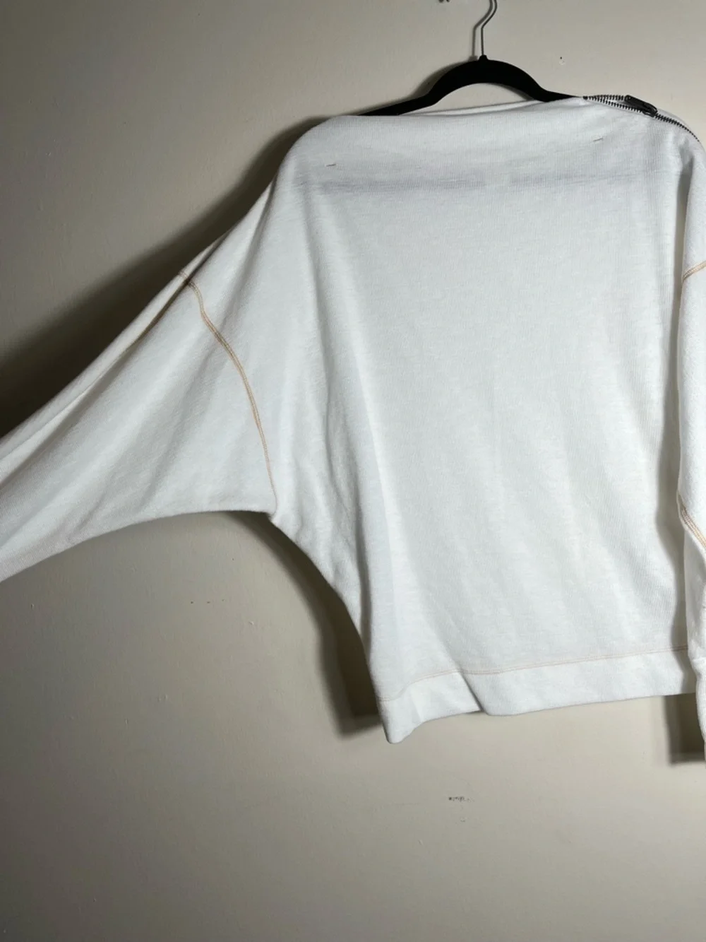 Free People We The‎ Free White Zip Shoulder Top Womens M Long Sleeve Casual